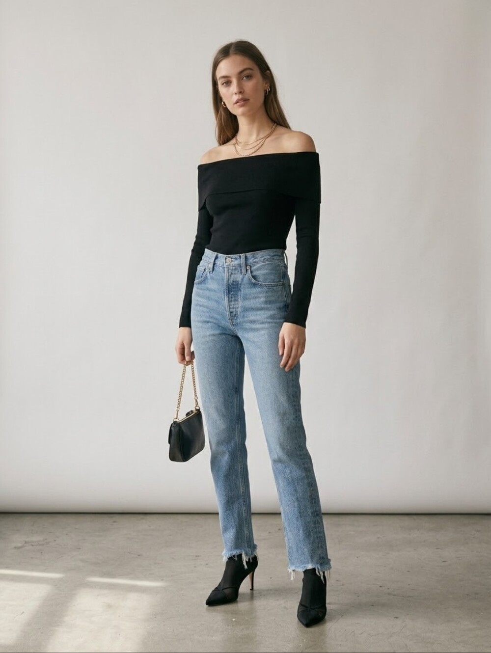 Agolde Riley High Rise Straight Crop Jeans Distressed Raw Hem